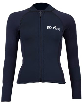 Two Bare Feet Women's Harmony 3mm Neoprene Wetsuit Jacket – Front Zip Thermal Surf Top for Swimming, Paddleboarding & Watersports (Black, XL)