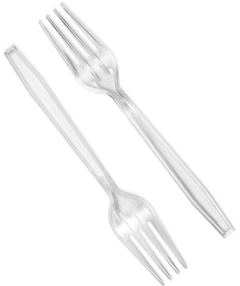100 Pack Clear Plastic Forks – 7 Inch (17.8 cm) Heavy Duty Reusable & Washable Cutlery | Durable Clear Disposable Forks for Parties, Picnics, BBQs, Catering, and Everyday Use