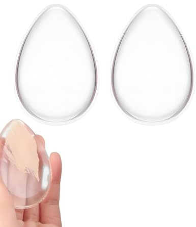 HUVZOR 2 pezzi spugne per trucco in silicone, lavabili, sponze per trucco, a forma di goccia, spugna in silicone per fondotinta cosmetica e liquido o applicatore di spugna correttiva