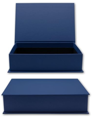 NEUSER PAPIER Geschenkbox mit Klappdeckel - 1 Stück - DIN A5 - dunkelblau bezogen - innen schwarz kaschiert - 245 x 165 x 65 mm - Aufbewahrungsschachtel