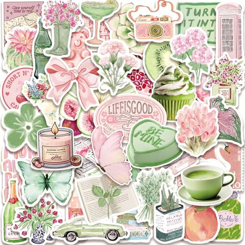 100 St Aesthetic Matcha-Aufklebern Wasserfesten Sticker Cute Stickers | Sticker Aesthetic Geeignet für Laptops Koffer Sammelalben Wasserfeste Kratzfeste und Abriebfeste Eigenschaften Kindle Sticker