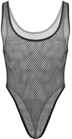 Herren Spitzen Bodysuit Sexy Durchsichtiges Unterhemd Ärmellose Stringbody Transparent Mesh Overall Dessous Männer Body Einteiler Muskel Shirt Tops High Cut Wrestling Schlafanzug Erotik Unterwäsche