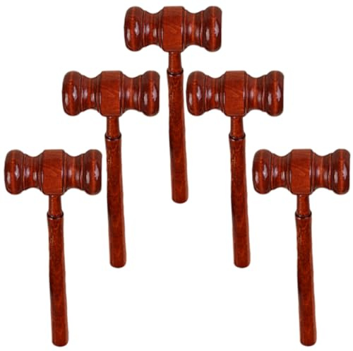ifundom 5pcs Wooden Judge Gavel Set, Mini Solid Wood Hammer for , Auction Sale Hammer Props for Lawyer and Judge Role Play, Party Costume Accessories
