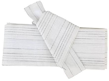 Hellery Cintura Kimono Obi da Uomo, Facile da Indossare, in Poliestere, 300 cm, Morbida, Tradizionale, Strisce Bianche