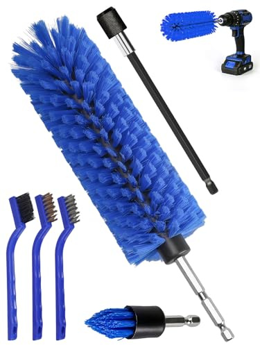 6 Stück Felgenbürste Akkuschrauber Set mit Verlängerung, Drill Brush und 3 Kleinen Bürsten, Felgen Bürste Pflege für Auto, Motorräder, Fahrräder Aluminium- und Stahlfelgen