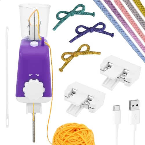 WAMEITF Electric i Cord Knitter Machine, Efficient French Knitting Machine, DIY Knitting Machines, Electric Yarn Knitter DIY Crochet Machines for Beginner Children Present (Purple)