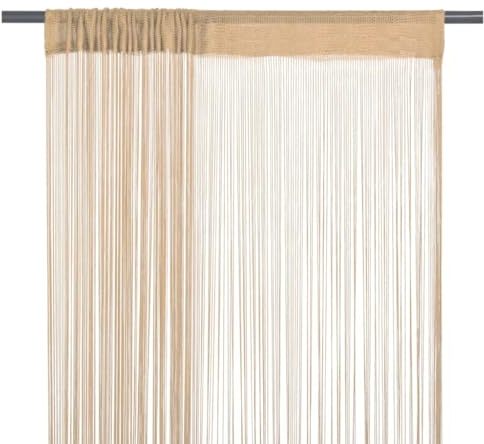 vidaXL 2X Fadenvorhang Vorhang Dekovorhang Raumteiler Türvorhang Fadengardine Gardine Fenstervorhang Fadenvorhänge 140x250cm Beige