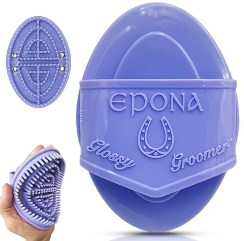 Epona Lavender Flexible Glossy Curry Comb for Horses – Soft, Ergonomic Grooming Brush with Flexible Tines for Deep Cleaning, Massage & Shedding Care