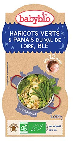 Babybio nuage de panais haricots verts blé bols de 2x200g