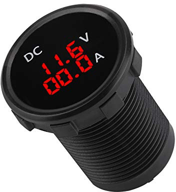 Keenso Digital Voltmeter Amperemeter 12-24 V Digital Voltmeter Amperemeter Spannung Stromzähler Rote Led-Anzeige für Auto Motorradboot ATV
