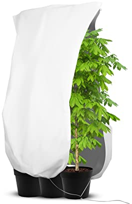 iBamso Riparo delle Piante d'inverno, Coperture Calde per Piante da Giardino Proteggono Le Piante in Vaso, Telo Antigelo Piante per Piante con Cerniera e Coulisse -Bianco- 1 PCS (120 x 180 CM)