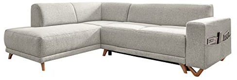 MIUFORM Ecksofa mit Schlaffunktion und Bettkasten Wohnladschaft | Classy Sophie L-Form | Wohnladschaft Couch L Form Schlafcouch (Beige, Links ausgerichtet)