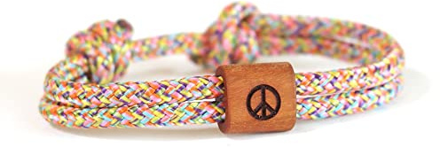 myGreta Holzarmband aus Segeltau, Frieden, Surfer Armband, Holzschmuck, Peace