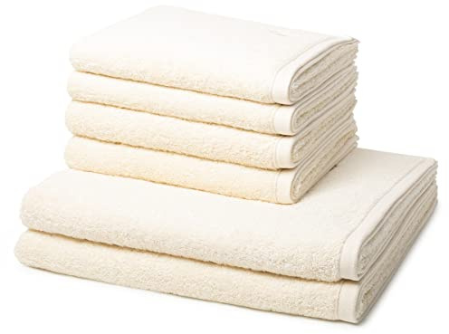 Ross - 6 teiliges Frottier-Set - Vita (4 X Handtuch 2 X Duschtuch im Set) - 520 g/m2 - Baumwolle - Walkfrottee - saugstark - weich und flauschig - Sand