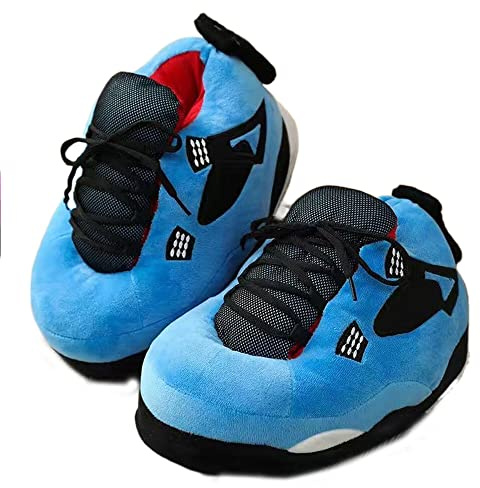 LAPRBY Sneaker Slippers Non Slip Sole Indoor House Plush Slippers Unisex Indoor Floor Cotton Shoes (Blue,5.5,12)