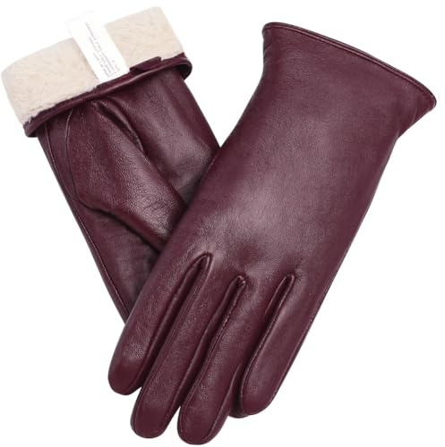 Ymmchy Handschuhe Touchscreen Damen Lederhandschuhe Gefütterte Handschuhe Winter SMS Handschuhe