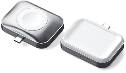 SATECHI 2-in-1 USB-C Magnetisches Kabelloses Ladegerät für Apple Watch & AirPods, Tragbare Wireless Ladestation – Für AirPods Pro 3/2, AirPods 4 & ältere Modelle, Apple Watch Ultra 3, Series 11 bis 1