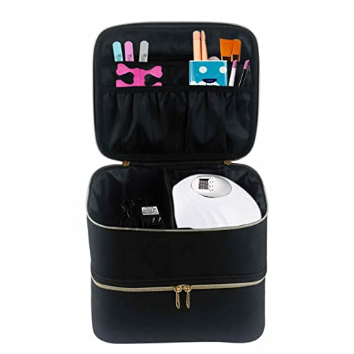 Aznever Custodia Organizer per smalti per Unghie, Custodia Grande con Cerniera per Smalto, Porta Smalto per Unghie con Scomparto con Manico Set per Organizer Borsa cosmetica per Strumenti