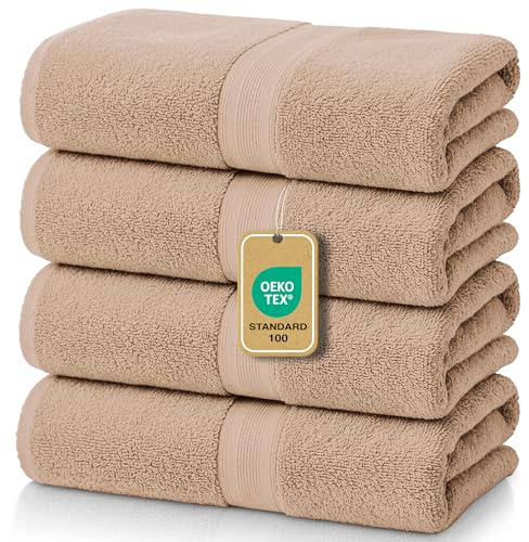leevitex® Handtuch 4er Set aus 100% Baumwolle, weich und saugstark | 500 g/m² | 50 x 100 cm | Sand