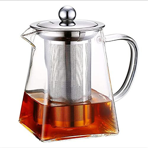 LeGDOr Glass Teapot,Stovetop Safe Glass Tea Kettle with Stainless Steel Infuser,for Tea and Coffee,Borosilicate Tea Pot for Loose Tea (950ML)