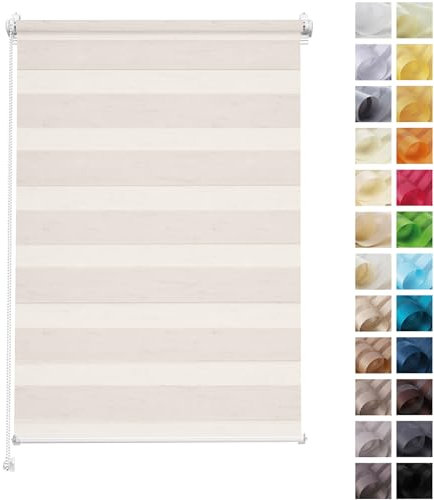 Rettika Doppelrollo Klemmfix ohne Bohren – Cream – Breite 80 cm, Höhe 120 cm – Duo Rollo für Innenräume, Sichtschutz Fensterrollo mit Lichtregulierung