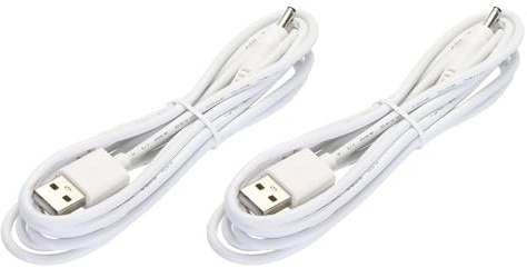 sourcing map USB to DC Power Cable 2 M USB to DC 3.5mm x 1.35mm 5v Power Cord White for Mini Fan Camera Mobile Phone Tablet Devices 2 Pcs