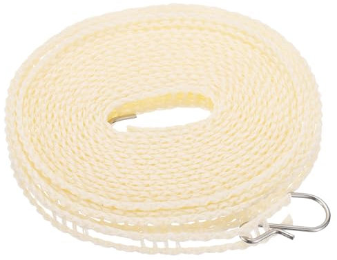 QUARKZMAN Stendino Portatile, Corda per Stendere Il Bucato in Nylon Antiscivolo e Antivento da 16,4 Piedi per Cortile, Viaggi All'Aperto, Campeggio, Asciugatura Del Bucato, Beige