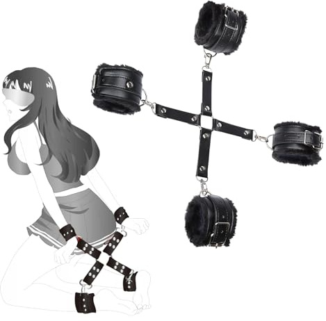 Handschellen Sex Bett Plüsch, Bondage Fesseln Sex Set, WUUDOA Sex Handschellen Fußfesseln Paare, WUUDOA Handfesseln Erotische Zum Sex Fesseln, Handcuff, Exspielzeug für Paare Extrem Sex