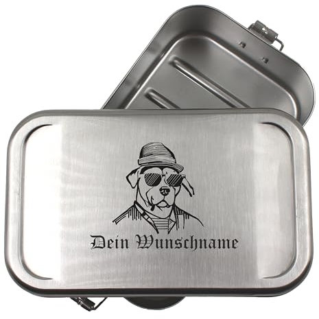 Leckerlidose personalisiert für Hunde mit Namen und Motiv Aufbewahrungsdose für Hundesnacks Geschenkidee für Tierliebhaber Hundekekse und Hundeleckerlis Behälter für unterwegs HERRHUND (KLEIN)