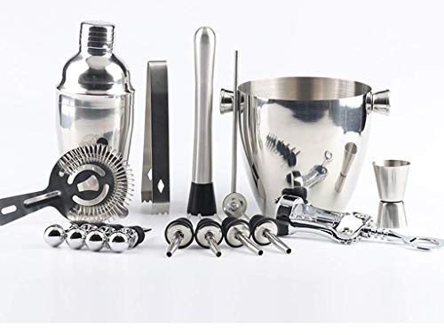 ZHCHAO 16pcs Set 750ml Acero Inoxidable Cóctel Coctelero Mezclador Bebida Barmer Browser Kit Barras Establecer Herramientas para Bebidas Mixtas