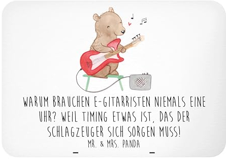 Mr. & Mrs. Panda Magnet E-Gitarre Timing - Geschenk, Musikgenre, Musizieren, Rockmusik, Musiker, Kühlschrank, Pinnwand, Notiz, personalisierte Geschenke, Souvenir, Instrumente, Uhr, Musikinstrument