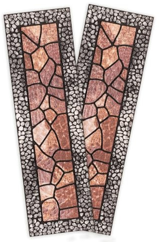 EUROtops Trittschutzmatte 2er-Pack, rutschfest, Mosaik, Rosé/Graukiesel | Fußmatte für draußen, Treppenmatte, Gummi, Polyester, bei Nässe, Outdoor, saugstark