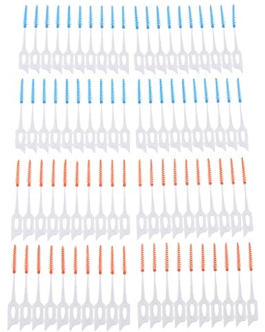 Luzhengyang Cepillos orales multiusos, 80 piezas de herramientas de limpieza de dientes con cabezal de hilo dental, cabezales de cepillo pequeños para eliminación de sarro y control de placa, material