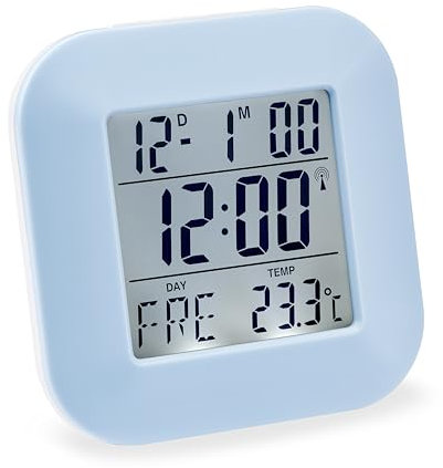 Atlanta LCD Funkwecker Digital Anzeige Licht Snooze Temperatur - 1894/5 (Blau)
