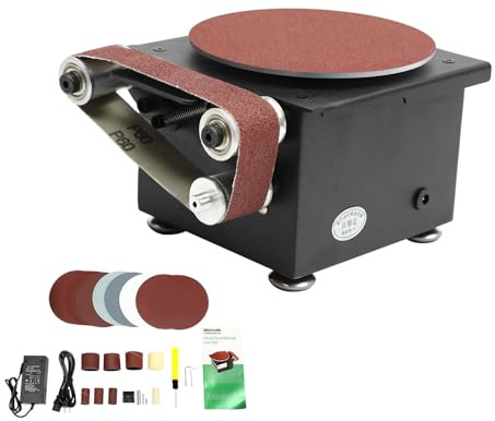 AGULIUM 6-Inch Mini Disc Sander, 7 Speed Adjustable Bench Belt Sander Grinder, Electric Tabletop Belt Sanders for Metal Wood Knife Steel Iron Plastic Working, 100W 110V