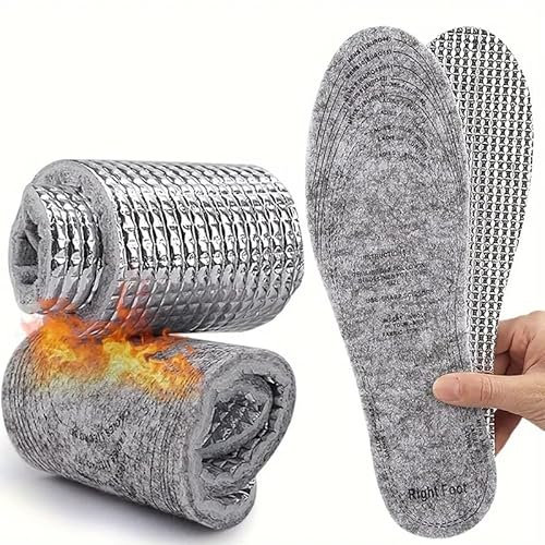 Thermal Insoles Insulating Shoe Insole for Women Men Boots Heating Thick Foil Foam Comfort Cushion Winter Boot Warm Shoes Insert Pads Inner Soles Insulated Trainer Inserts Reusable Footbeds (1 Pair)