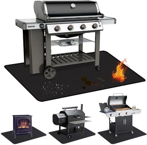 TOPCHANCES Tappetino Protettivo per Pavimenti BBQ 165x122cm, Ignifugo Materiale Antiaderente,Riutilizzabile,Facile da Pulire e Impermeabile per Barbecue a Gas,Barbecue a Carbonella Camini