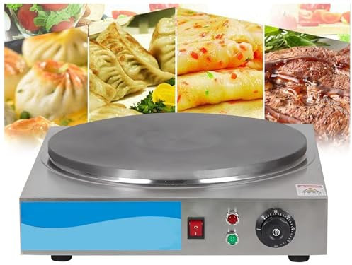 Crepera eléctrica con control de temperatura ajustable Base de cocción de acero inoxidable 403 para crepes, panqueques, tortillas,50cm/19.6in-Square