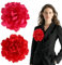 2 Stück Blumenbrosche, 12cm Große Ansteckblume, Satin Dahlie Broschen, Elegant Haarschmuck Blumen, Haarspange für Hochzeiten, Partys, Bälle (Rose Rot, Rot)