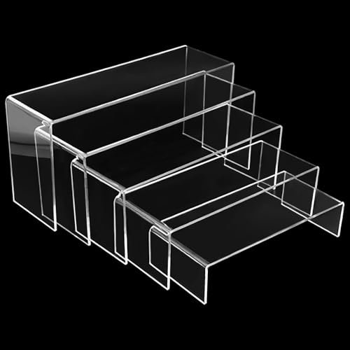 Druuzyl 5 Pezzi Espositore Acrilico Trasparente - Scaletta Buffet 5 Livelli per Cupcake/Dessert/Profumi, Vetrina Collezione Modellismo con Base Antiscivolo