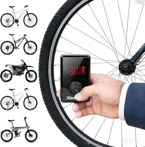 Mini Electric Bike Pump with Digital Gauge - 130PSI 900mAh Rechargeable Tire Inflator, Presta Schrader Valve for Electric Bike, MTB, Road Bike, Motorcycle, Cycling, Balls & Inflatables