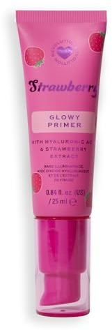 I Heart Revolution Strawberry Glow Primer, Base Éclat Scintillant à l’Acide Hyaluronique, Vegan & Cruelty-Free, 25ml