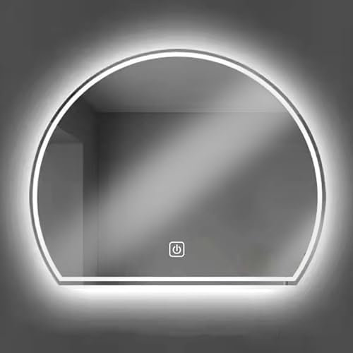 Specchio da bagno a LED con luci Specchio intelligente a mezzaluna da parete per soggiorno bagno camera da letto ingresso (colore: luce bianca 6000K Dimensioni: 50 cm)