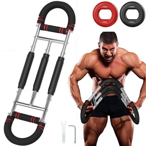 Twister Armtrainer，Vielseitig U-förmiger Verstellbares Brusttrainer Männer(30-50 kg / 70-110 lb)，Rote Schwarz Dicke Feder Starke Kraft Unterarmtrainer für Zuhause