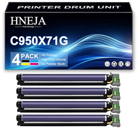 HNEJA unità Tamburo C950X71G, unità di Imaging C950X73G Compatibile per Lexmark C950 C950de X950 X950de X952 X952dte X954 X954dhe Stampante,4 Colors-1 Pack