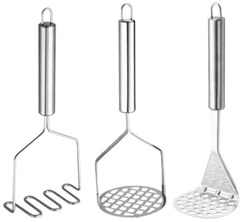 Lot de 3 presse-purée en acier inoxydable - Multifonctionnel - Outil de cuisine ergonomique pour la cuisine à la maison