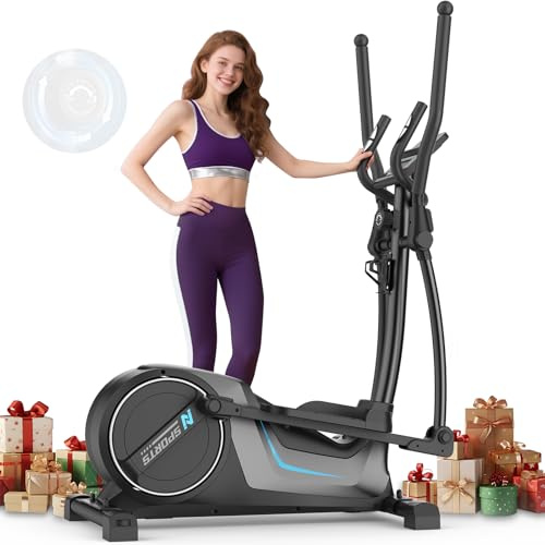 Neezee Elliptical Elliptical for Home, Ultra-Quiet Elliptical with 16 Resistance Levels, 8 kg Flywheel, 42 cm Stride, Maximum Weight 150 kg, LCD Display, Pulse Sensors