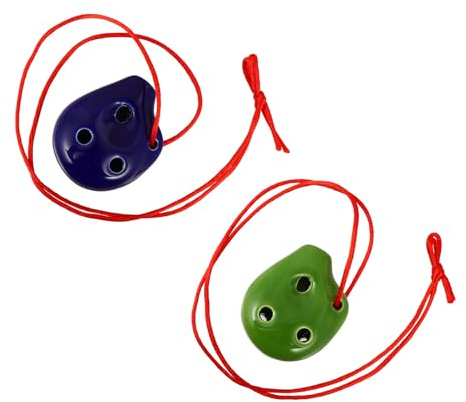 Beaupretty 2 Stück Keramik Okarina Alt-c mit 6 Löchern Handbemalte Okarina Flöte für Musikliebhaber Inklusive Notenblatt und Halsband Einfach zu Lernen Zufällige Farbe