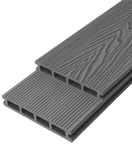 Endorphin Premium WPC Terrassendielen, 30 Dielen Hellgrau für 10 m² | Witterungsbeständig, pflegeleicht, rutschfest, splitterfrei, Komplettset, 220x14,6x2,1 cm, Für Terrasse, Balkon, Garten