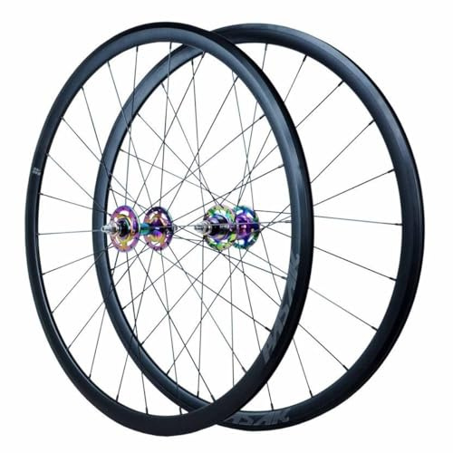 700C Fasta Växlar Cykelhjulset Bultmonterad Nav 9.5x100mm/9.5x120mm Solid Axle, Flip-Flop-gänga (frihjul & Fast), Single Speed ​​Racing Framre Bakhjul För Bancykel, 2 Tätade Lager(Colorful)